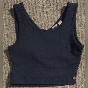 XS Roxy Good Keepsake Indigo Navy Blue Cropped Tank Top Criss Cross Detail